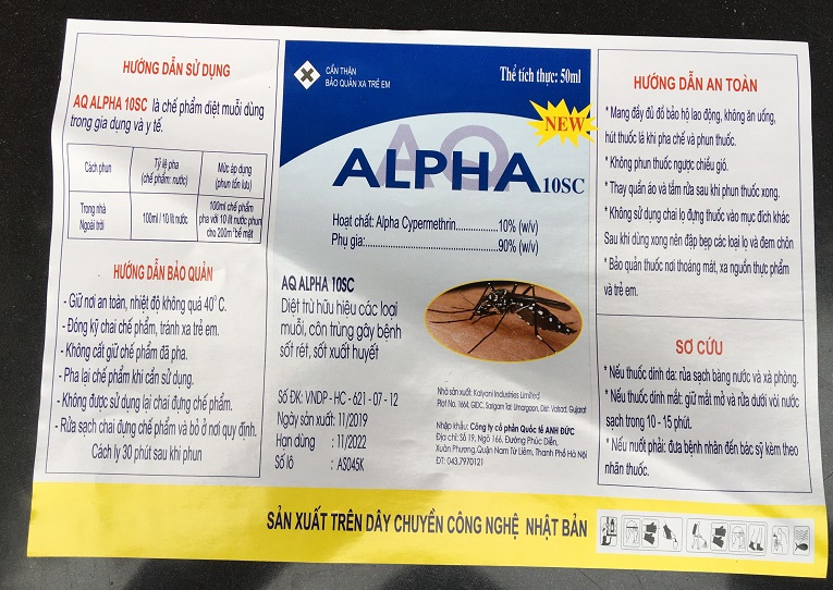 Thuốc diệt muỗi Alpha 10SC chai 50ml của Anh Đức